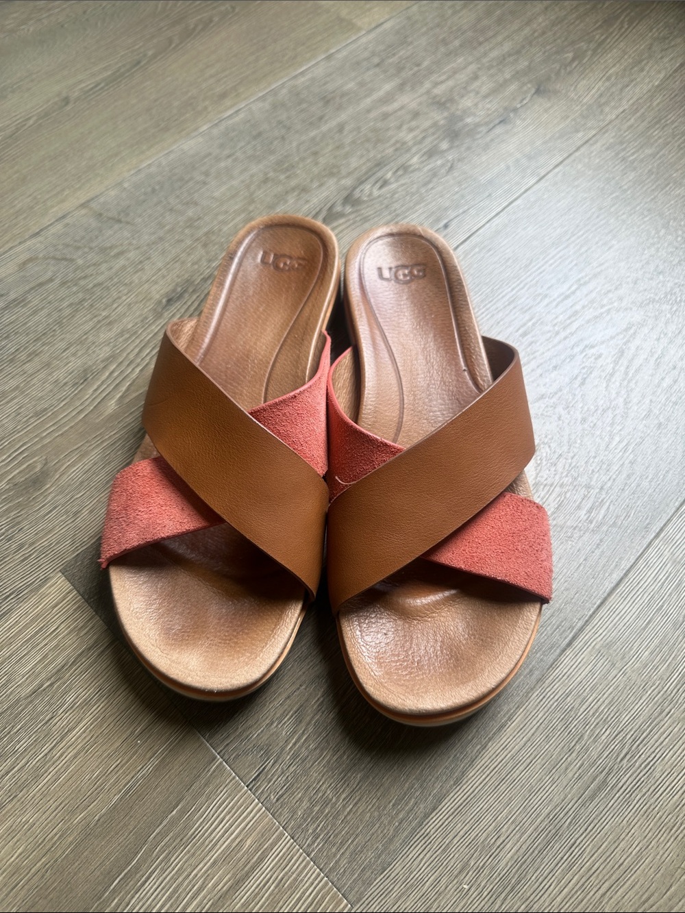 UGG Women's Crisscross Slide Sandals in Brown and Rust